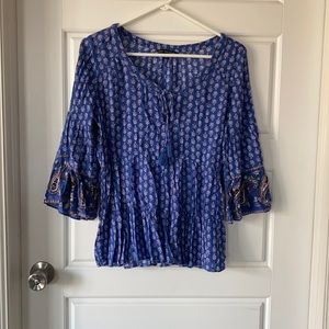 American Eagle blue paisley blouse
